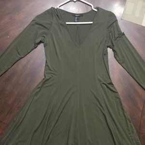 Green Cotton Long Sleeve Dress